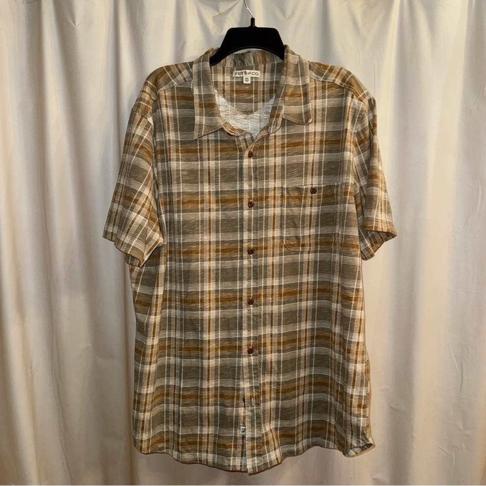 FRYE AND CO. Men's Brown Plaid Button Down Shirt